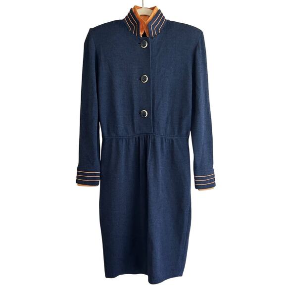 Vintage St. John Marie Gray Santana Knit Blue Orange Dress Size 6 - Picture 1 of 3